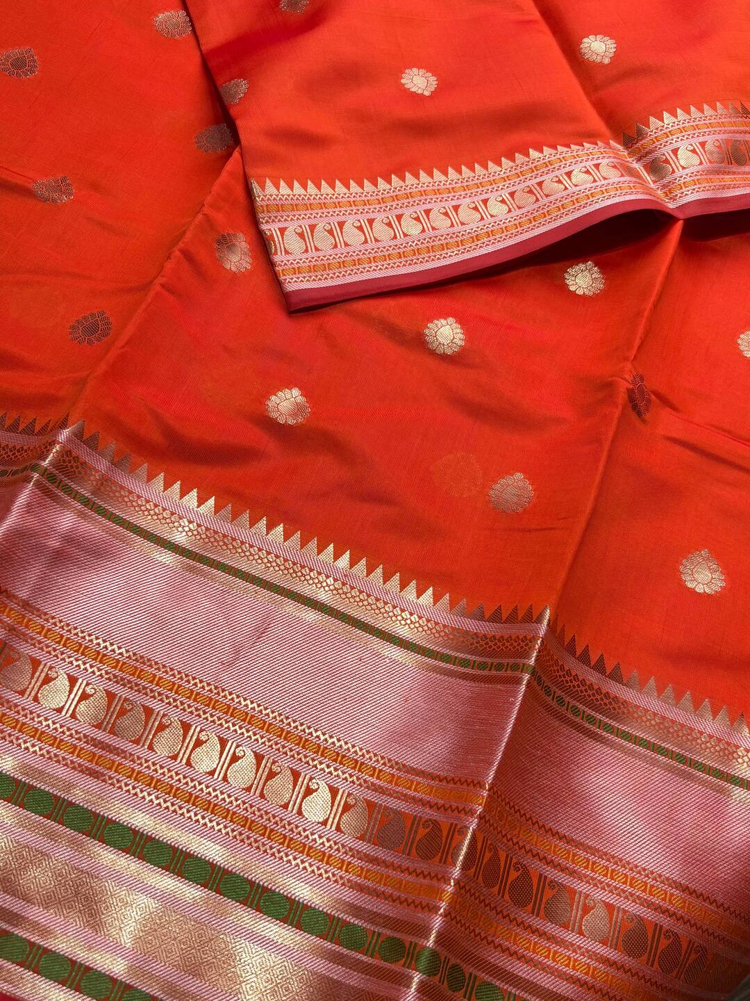 Orange Banaras Cotton Silk Saree