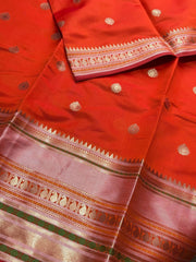 Orange Banaras Cotton Silk Saree