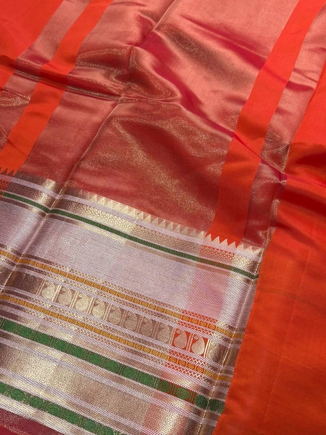 Orange Banaras Cotton Silk Saree