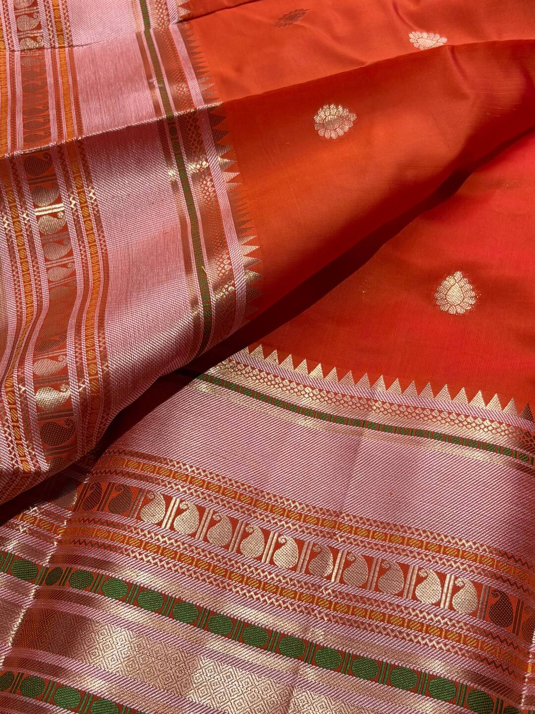 Orange Banaras Cotton Silk Saree