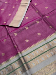 Baby Pink Banaras Cotton Silk Saree