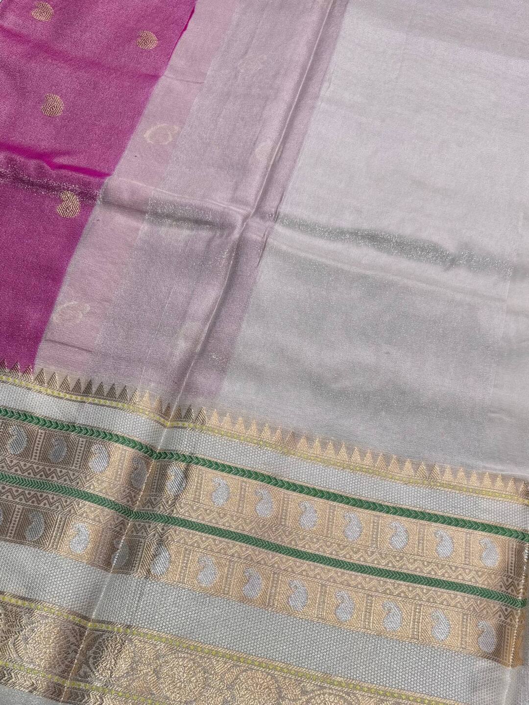 Baby Pink Banaras Cotton Silk Saree
