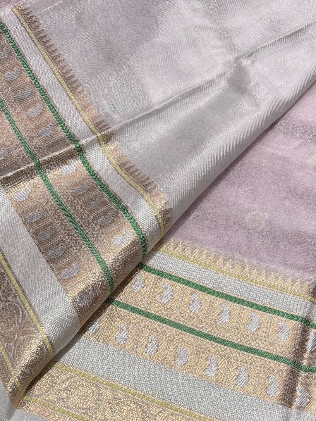 Baby Pink Banaras Cotton Silk Saree