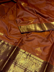 Burnt Orange Cotton Silk Saree