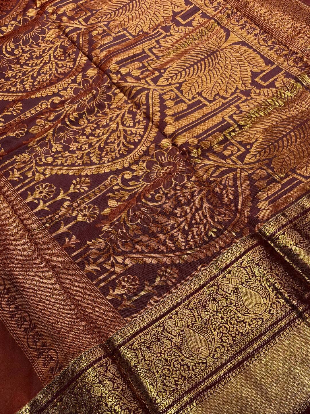 Burnt Orange Cotton Silk Saree