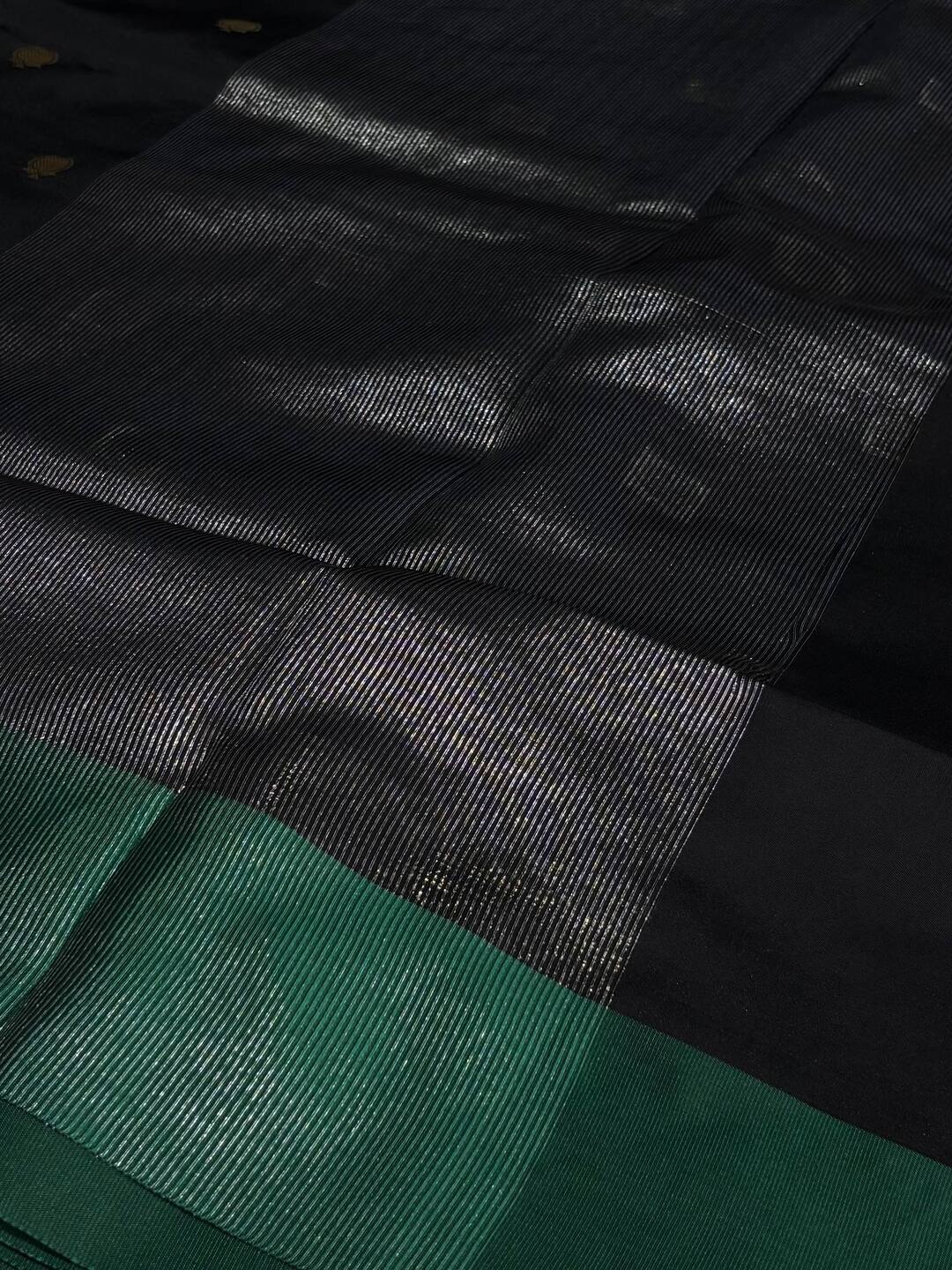 Black With Plain Border Cotton Silk Saree