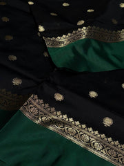 Black With Plain Border Cotton Silk Saree
