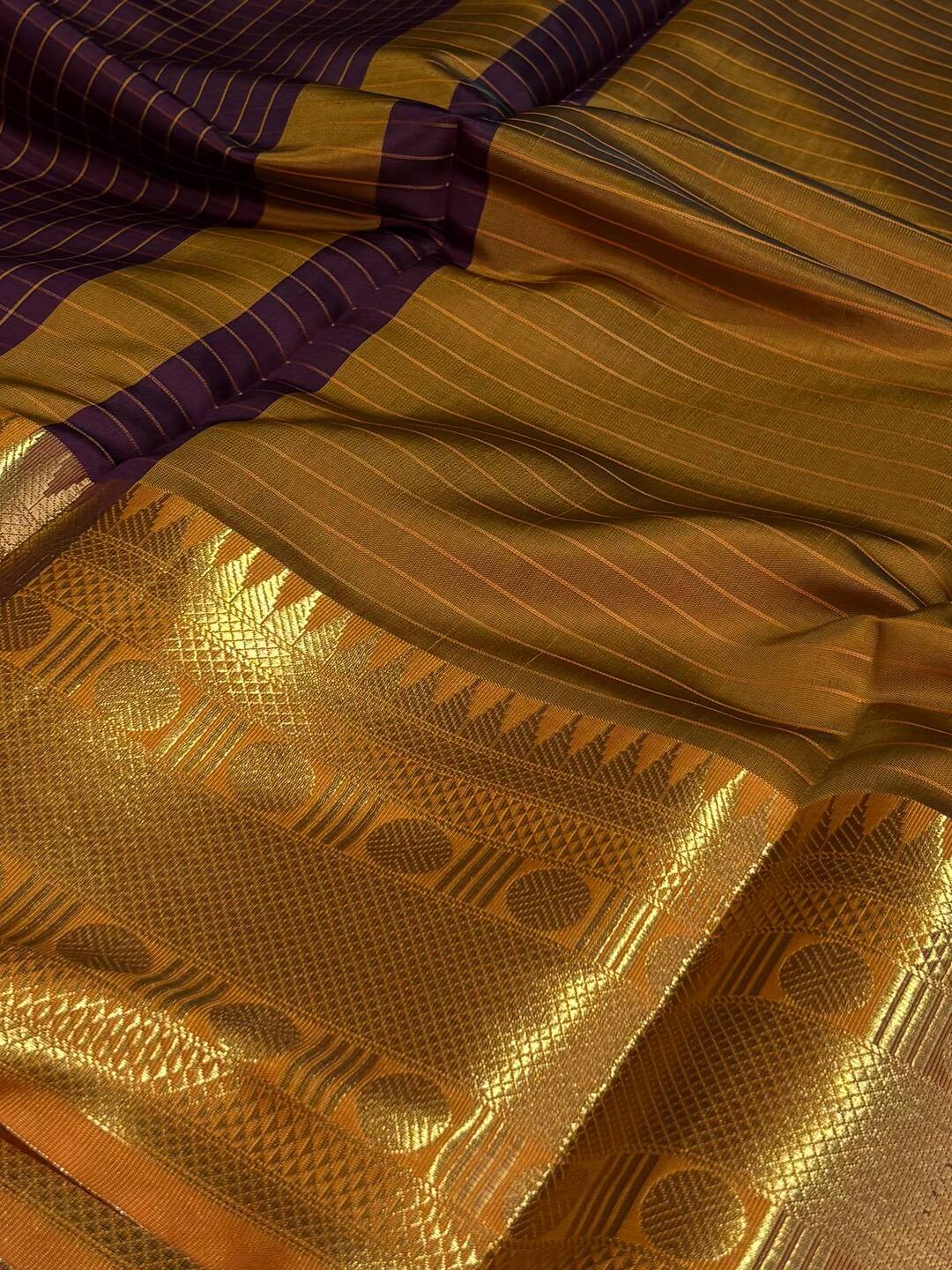 Plum Purple Checked Cotton Silk Saree