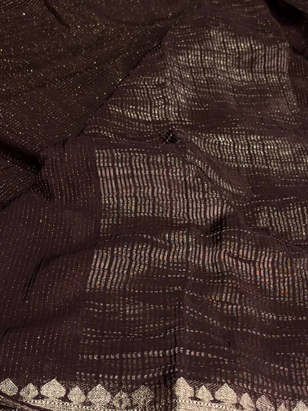 Dark Brown Chiffon Saree