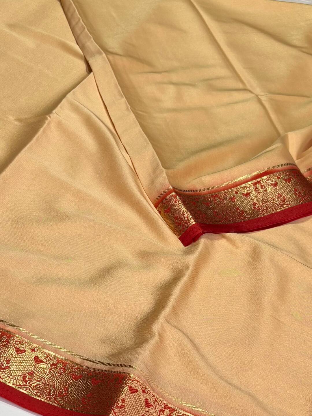 Pastel Yellow Semi Mysore Saree