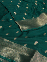 Teal Green Banaras Chiffon Saree