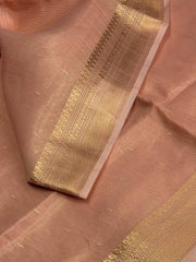 Peach Tissue Cotton Silk Saree
