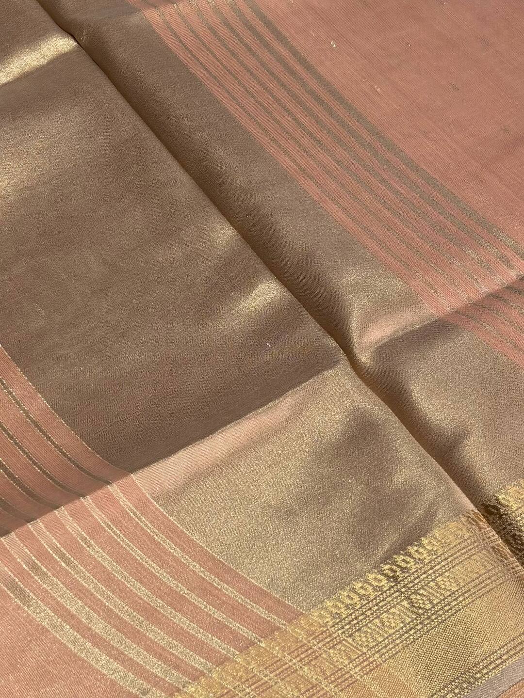 Peach Tissue Cotton Silk Saree