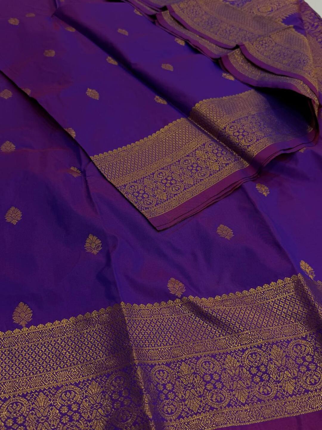Dual Shade Violet Purple Cotton Silk Saree