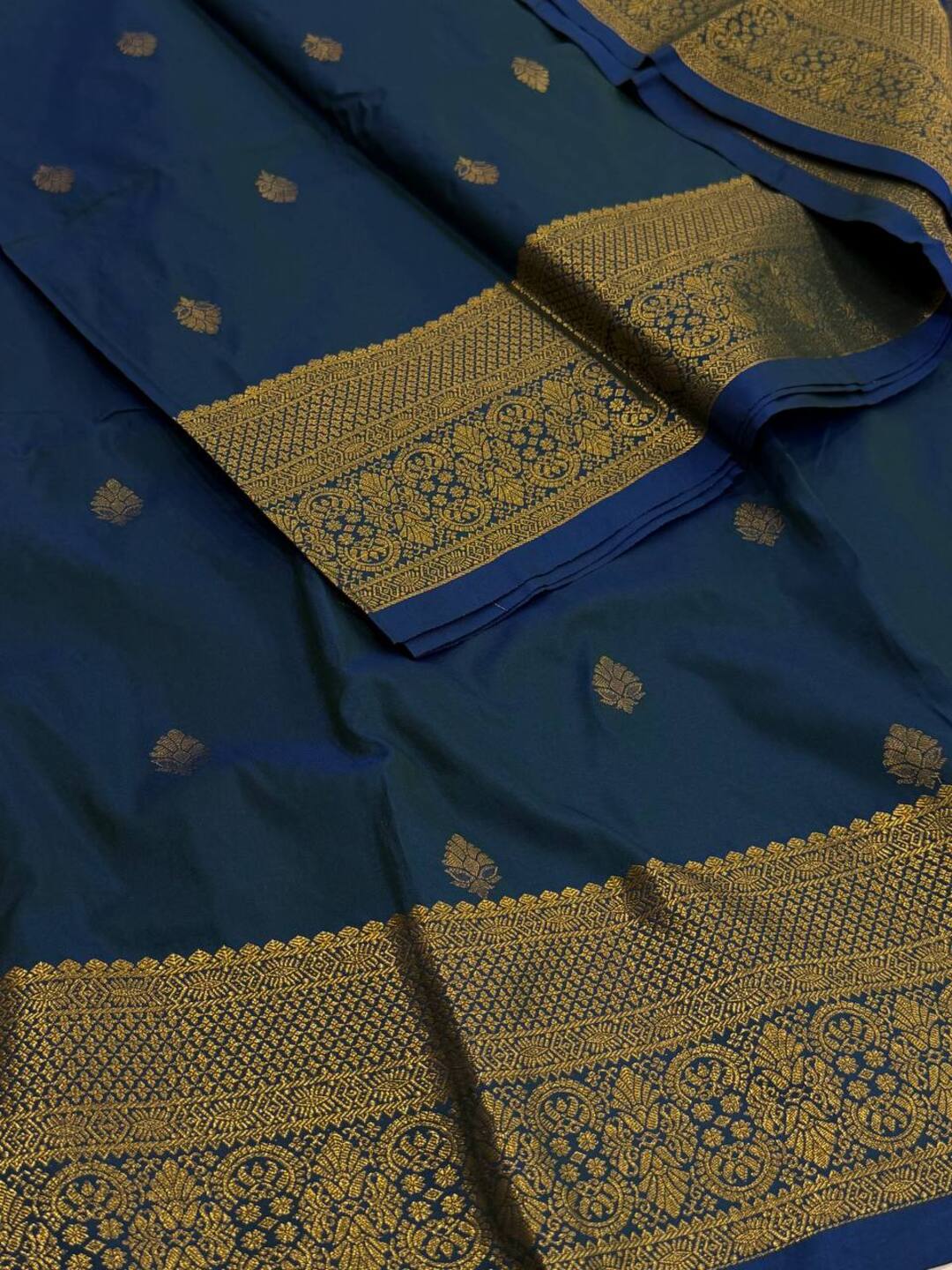 Peacock Blue Cotton Silk Saree