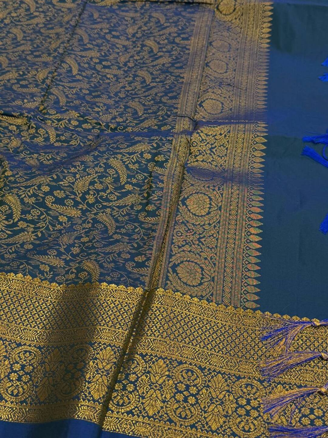 Peacock Blue Cotton Silk Saree