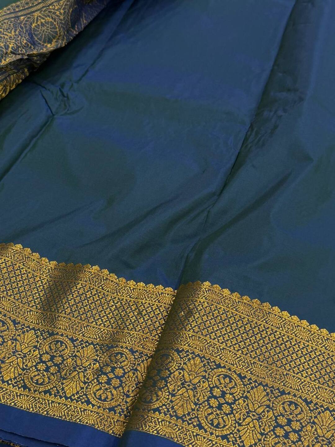 Peacock Blue Cotton Silk Saree