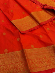 Orange Cotton Silk Saree
