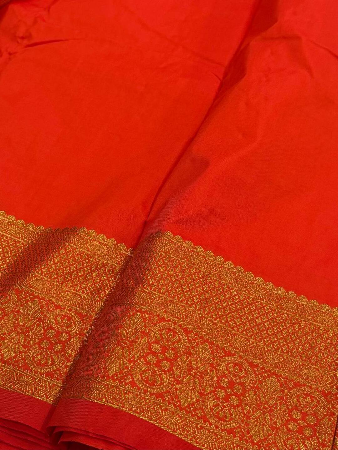 Orange Cotton Silk Saree