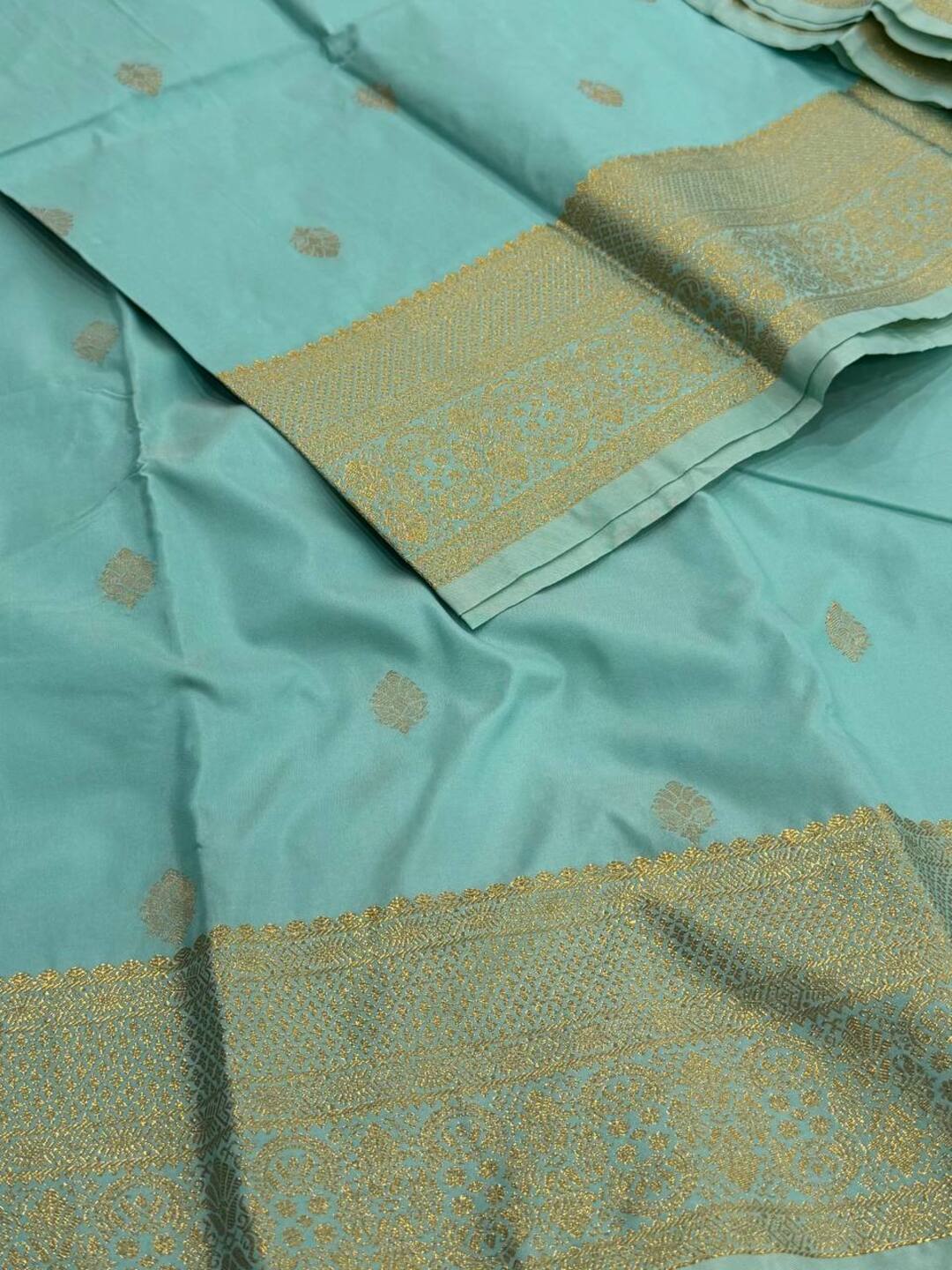 Mint Blue Cotton Silk Saree
