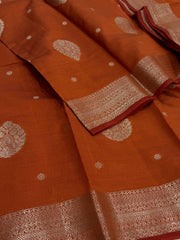 Orange Tussar Cotton Saree