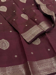 Wine Purple Tussar Cotton Saree