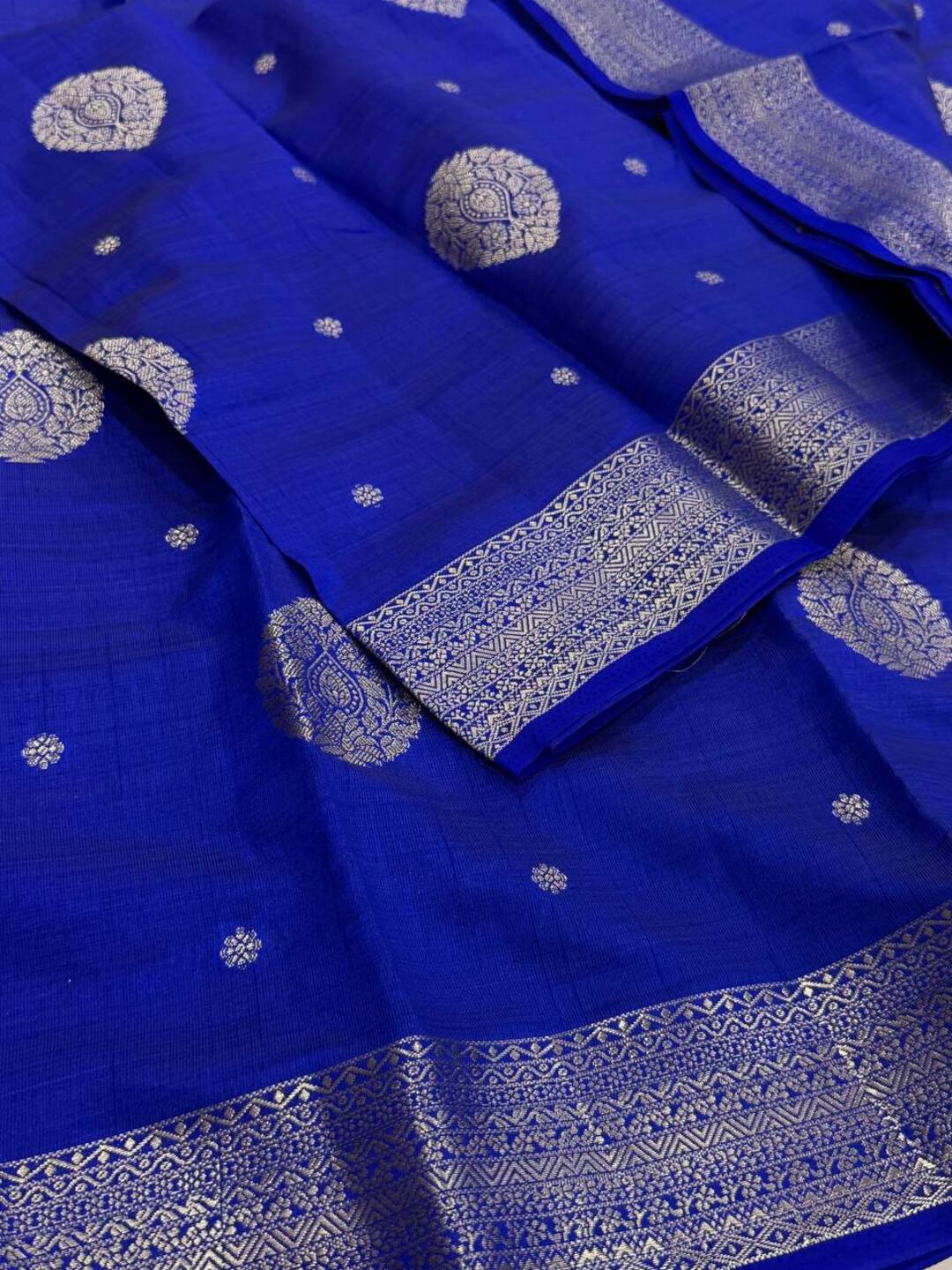 Royal Blue Tussar Cotton Saree