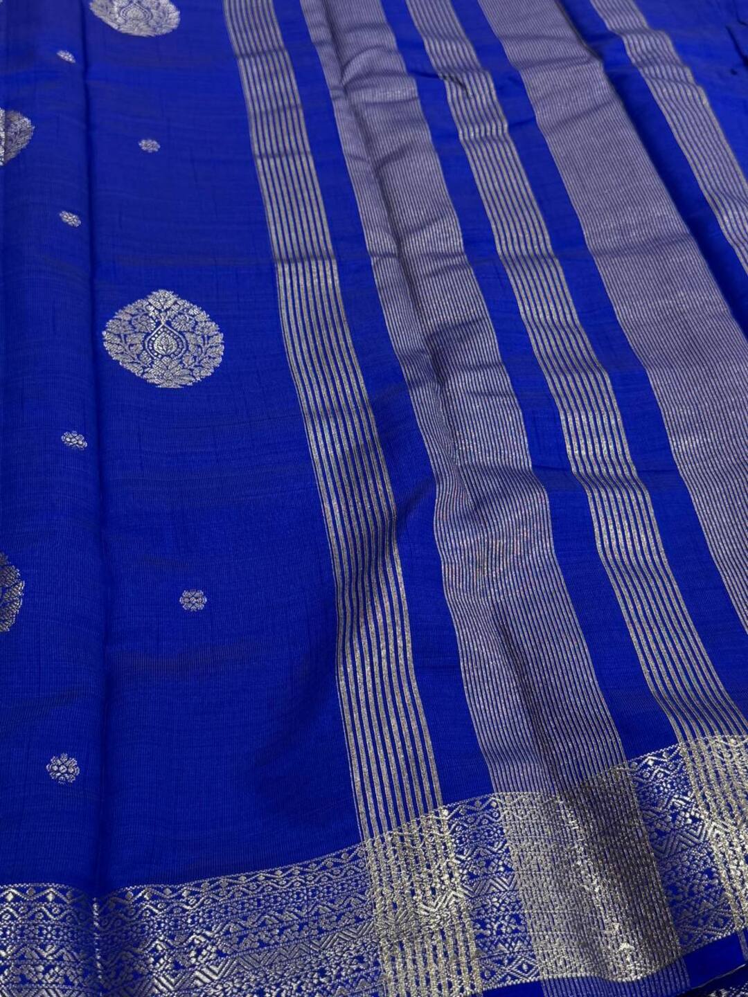Royal Blue Tussar Cotton Saree