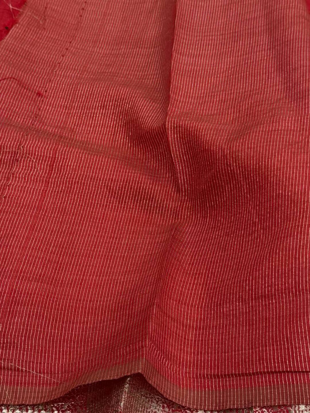 Red Tussar Cotton Saree