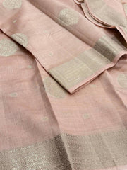 Pastel Pink Tussar Cotton Saree