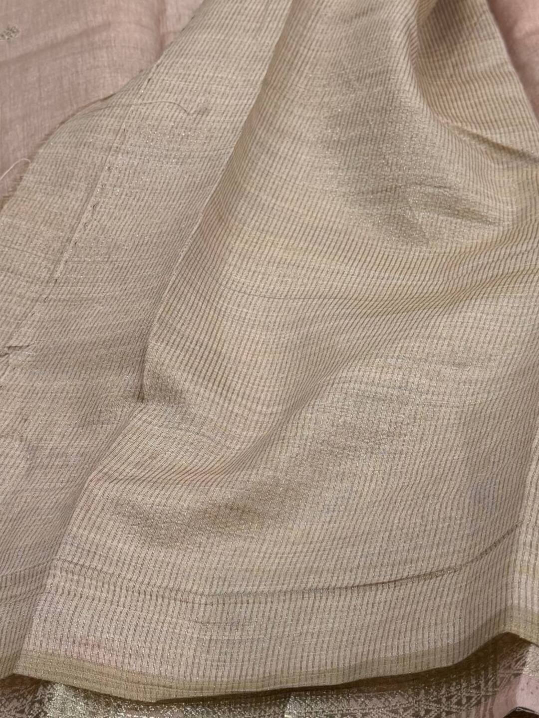 Pastel Pink Tussar Cotton Saree