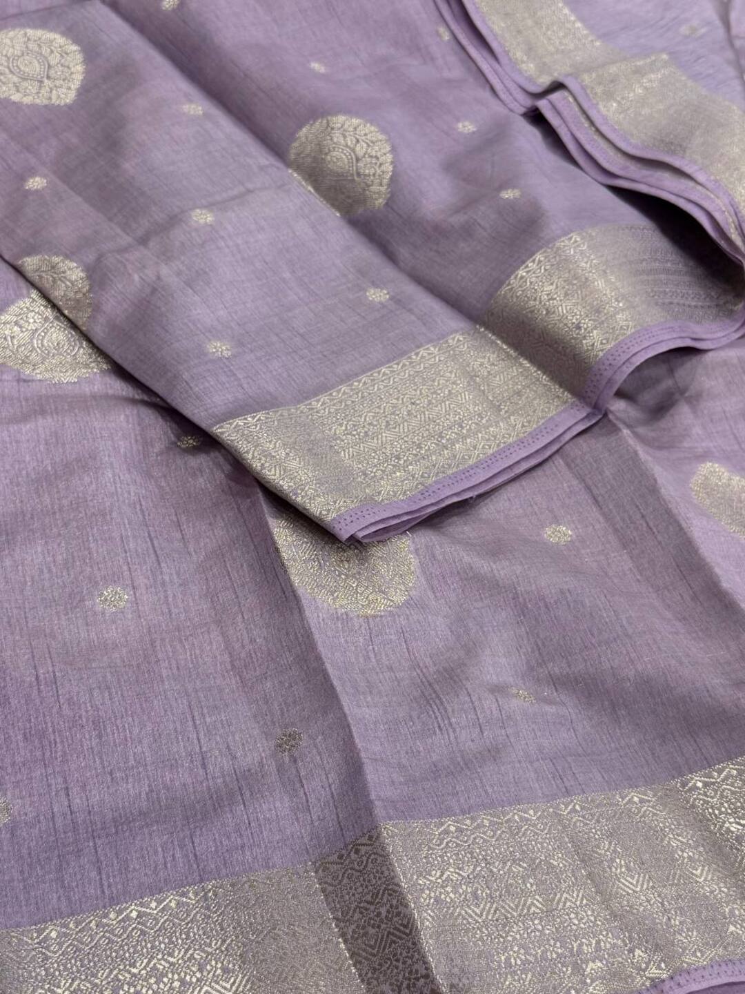 Lavender Purple Tussar Cotton Saree