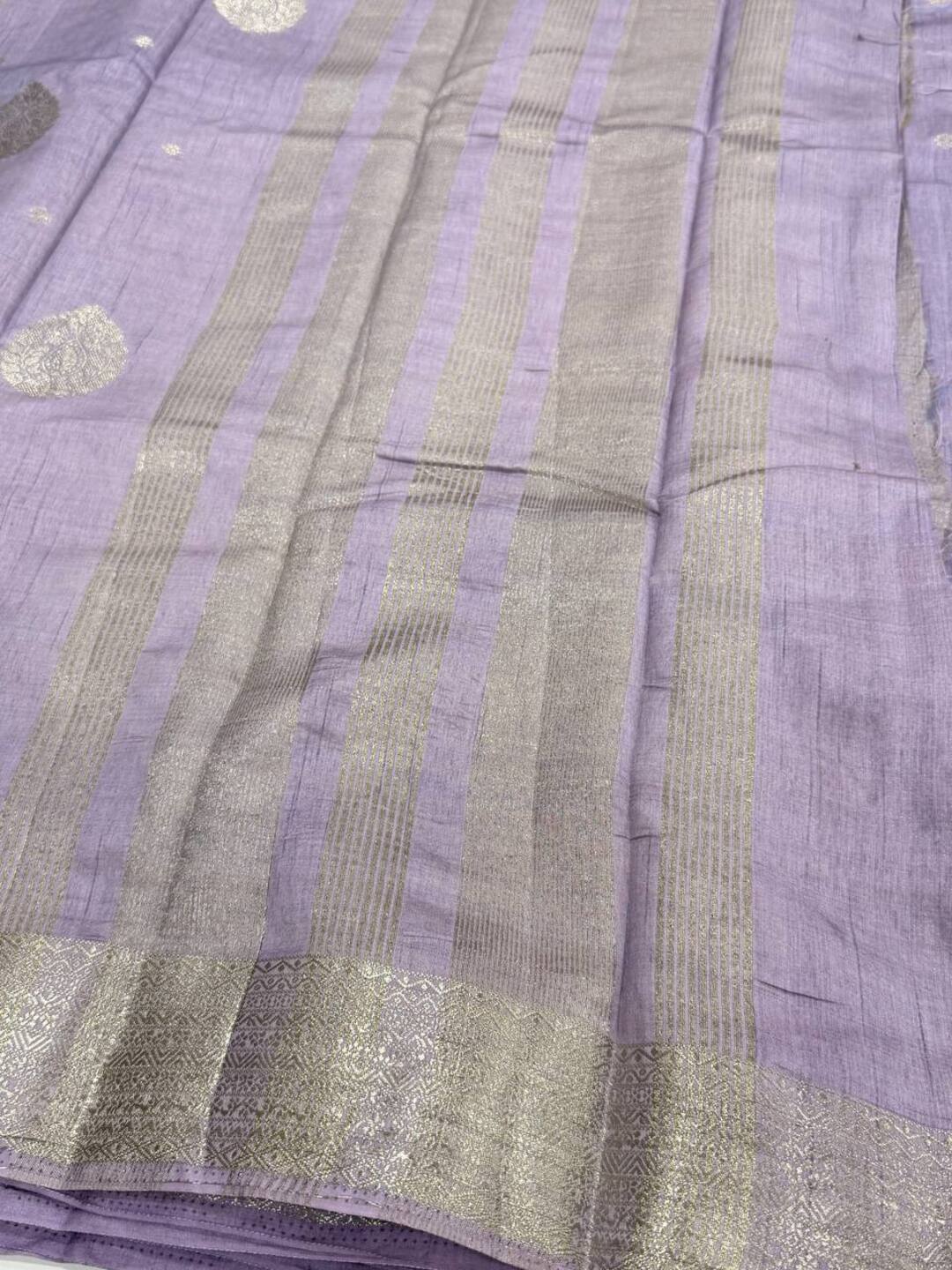 Lavender Purple Tussar Cotton Saree