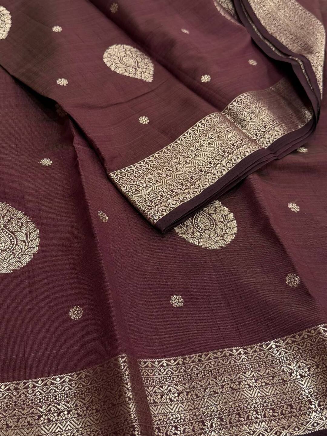 Brown Tussar Cotton Saree
