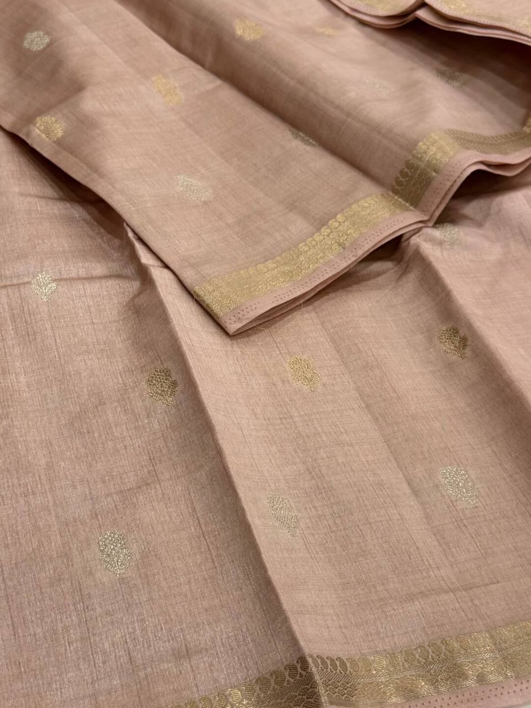 Nude Brown Tussar Cotton Saree