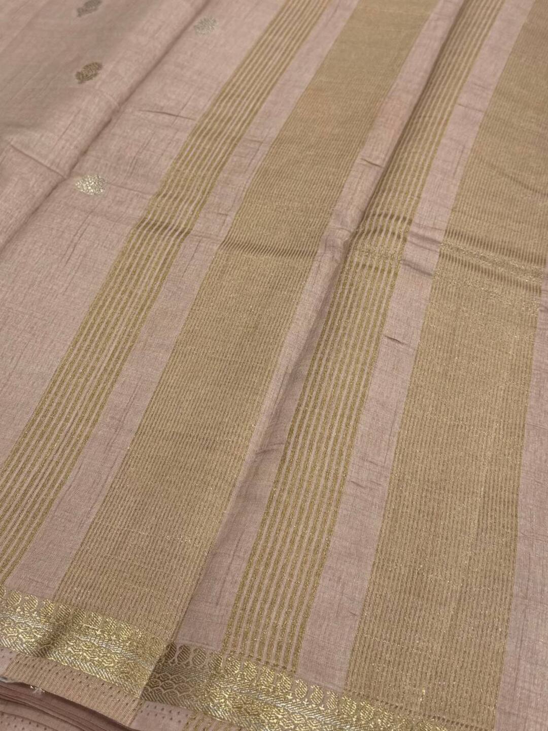 Nude Brown Tussar Cotton Saree