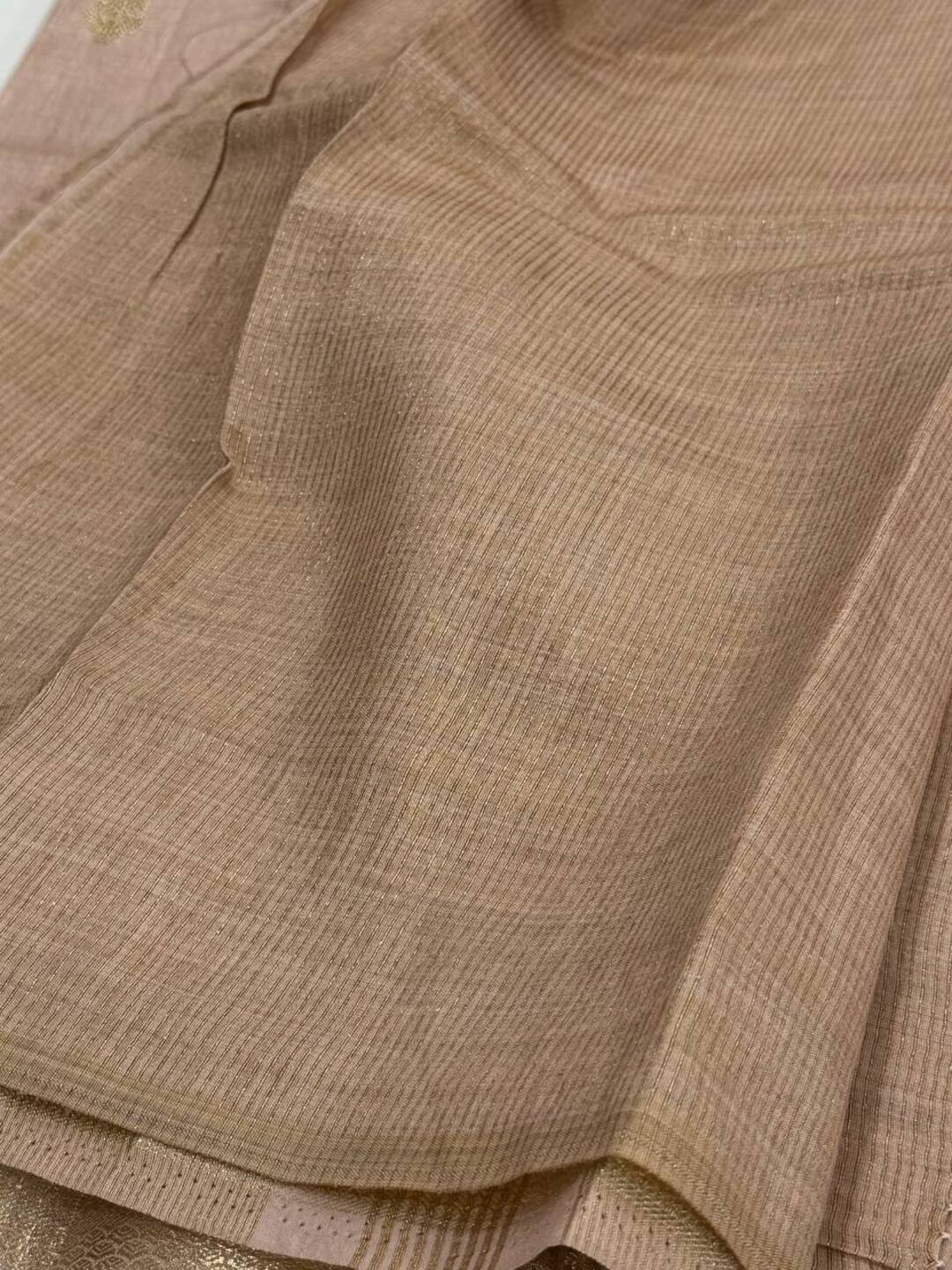 Nude Brown Tussar Cotton Saree