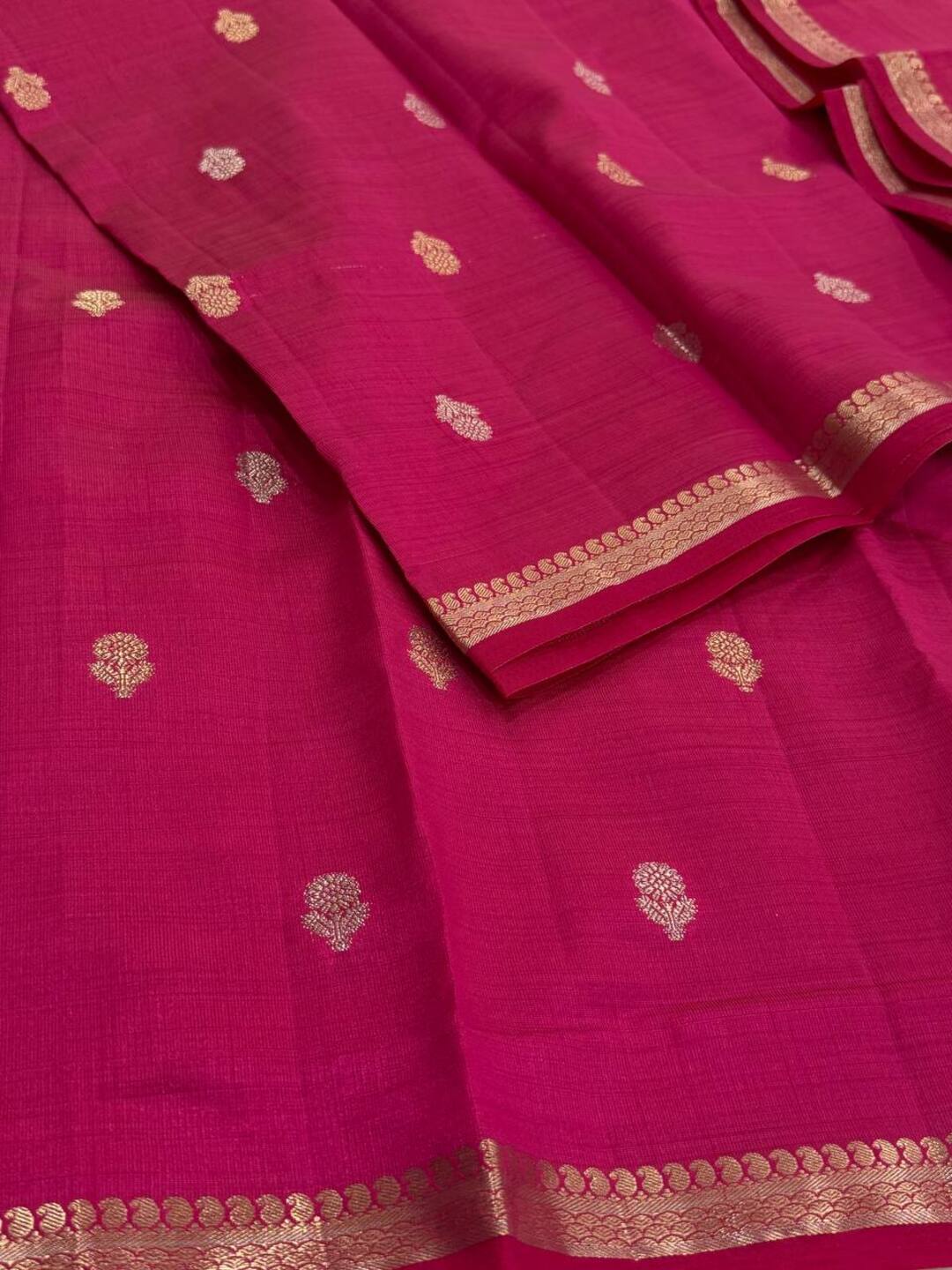 Hot Pink Tussar Cotton Saree
