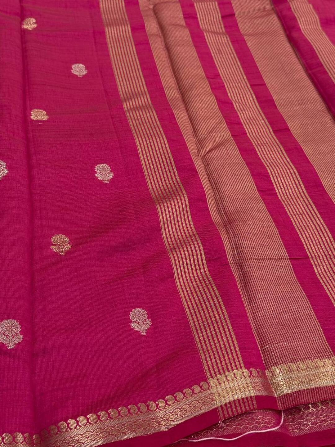 Hot Pink Tussar Cotton Saree