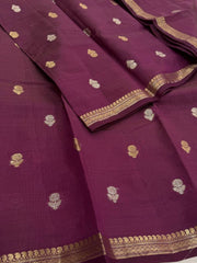 Wine Purple Tussar Cotton Saree