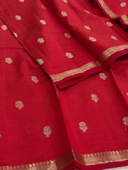 Red Tussar Cotton Saree