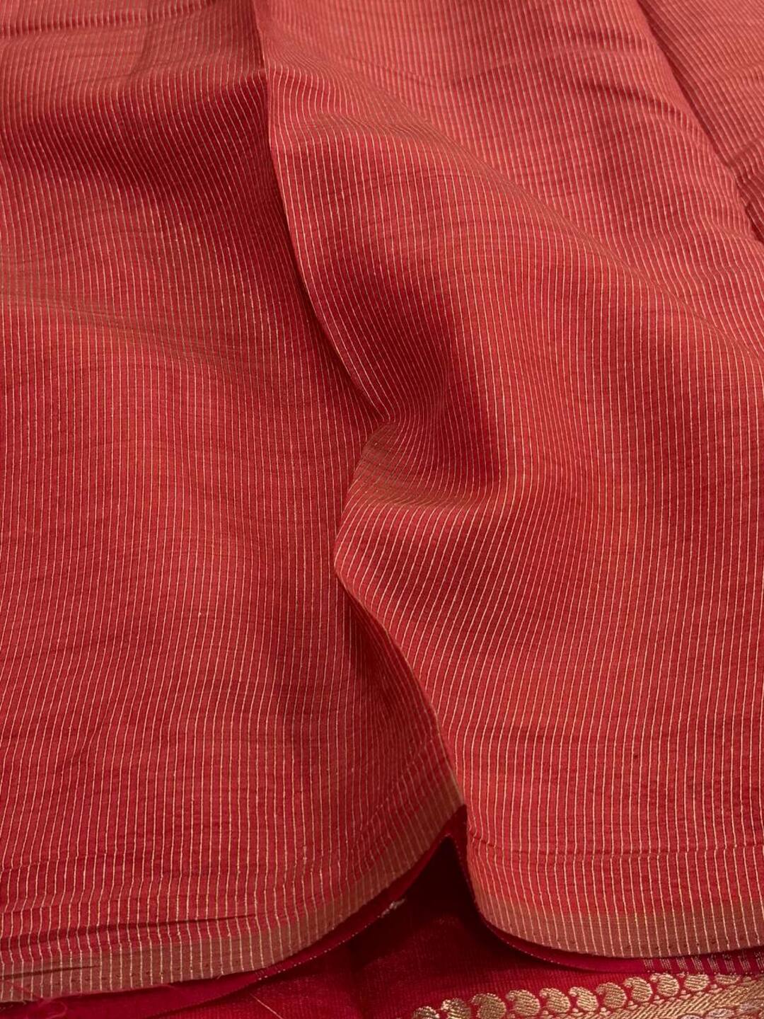 Red Tussar Cotton Saree