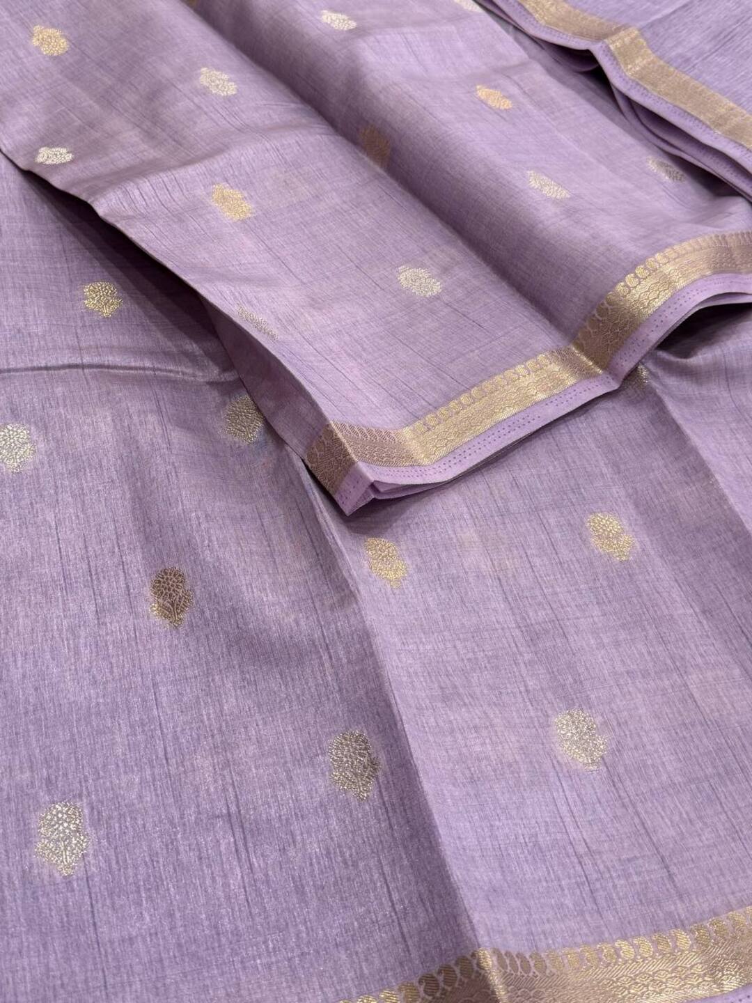 Lavender Purple Tussar Cotton Saree
