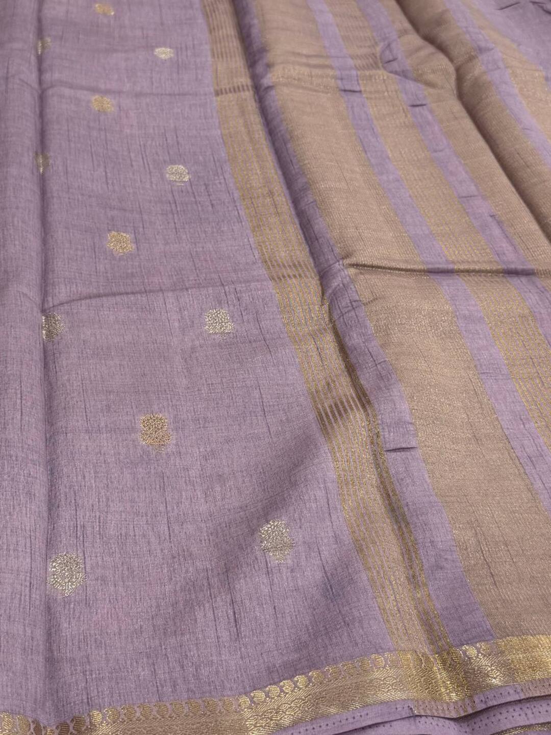 Lavender Purple Tussar Cotton Saree