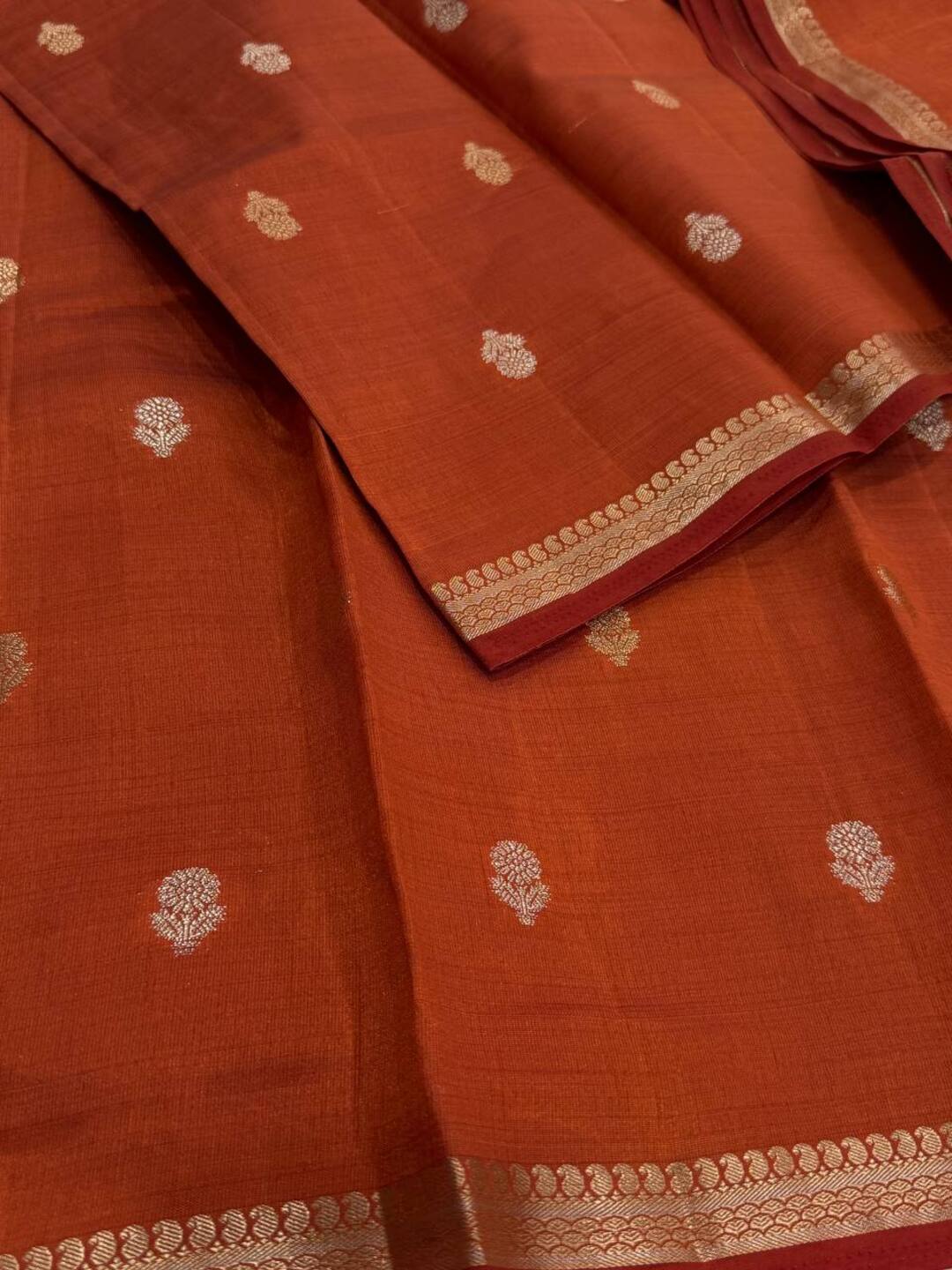 Orange Tussar Cotton Saree