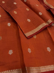 Orange Tussar Cotton Saree