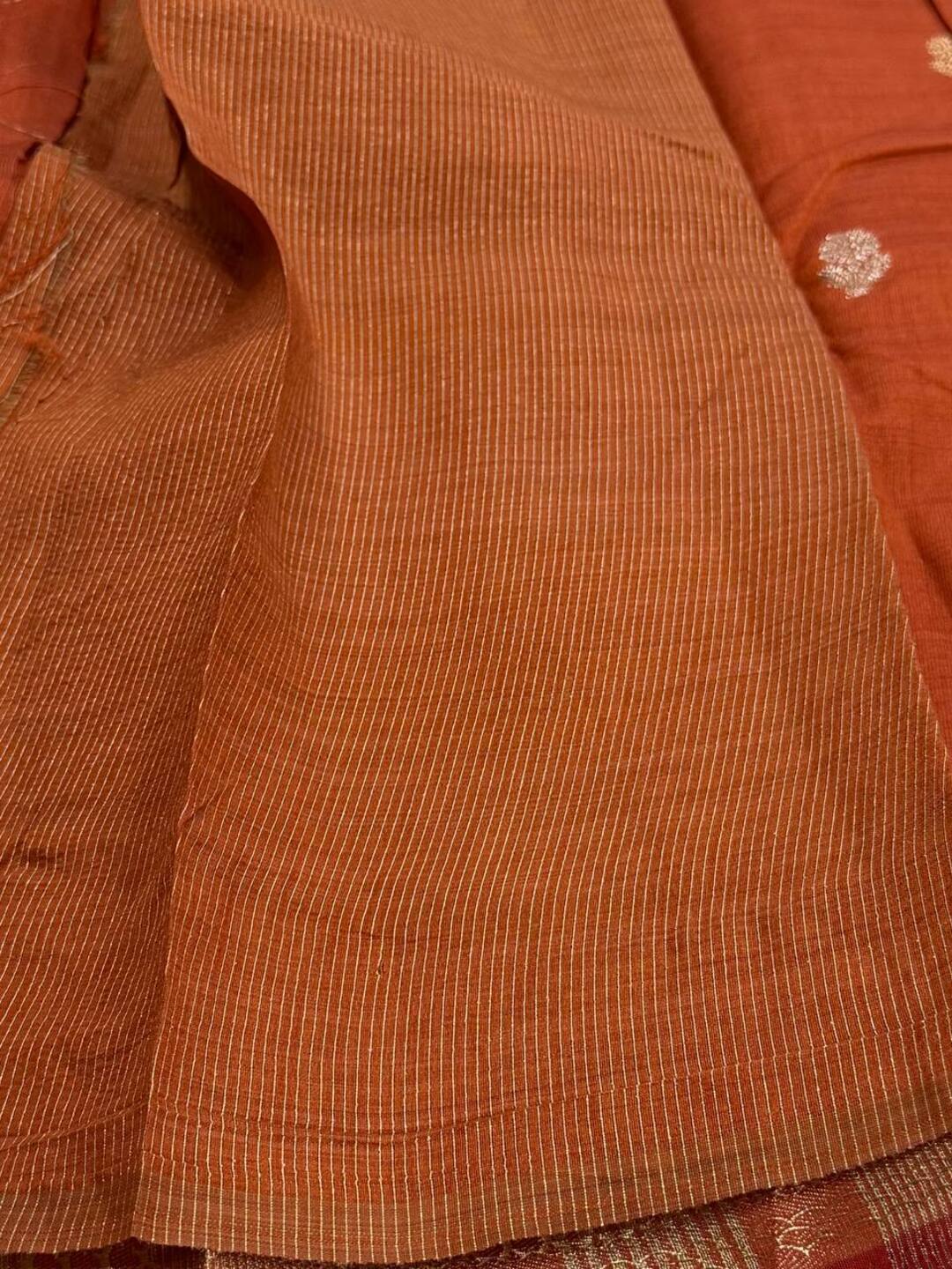 Orange Tussar Cotton Saree