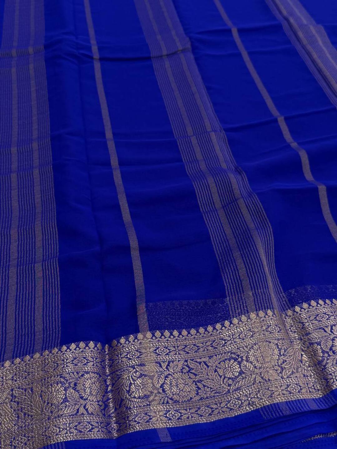 Royal Blue Chiffon Silk Saree
