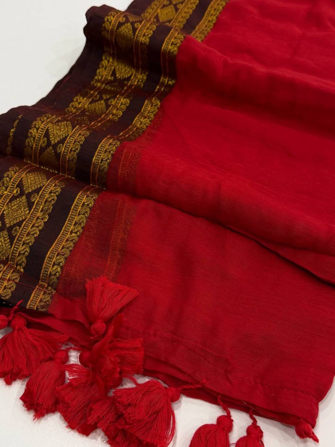 Red Kadhi Cotton Saree