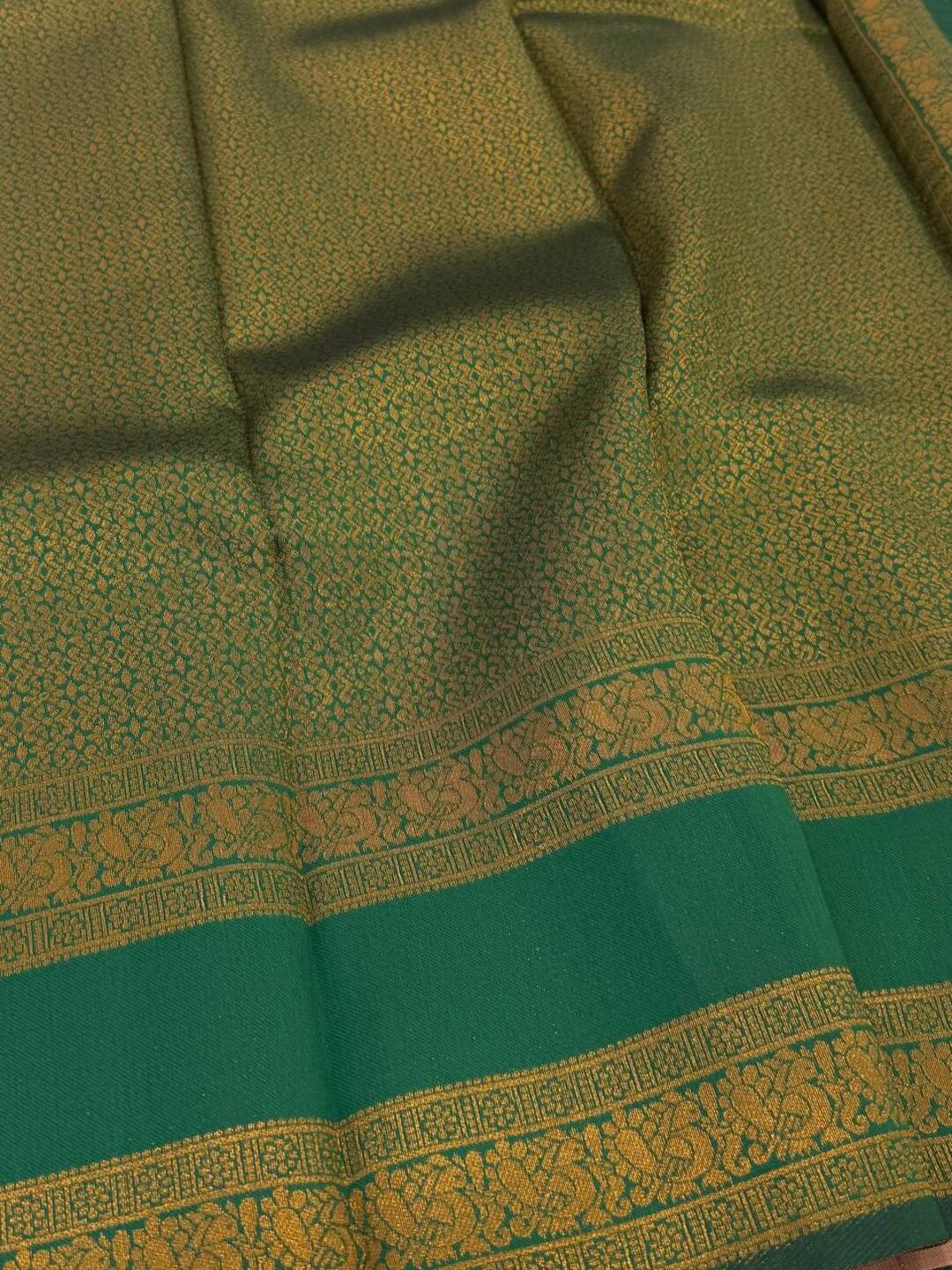 Peach Checked Cotton Silk Saree